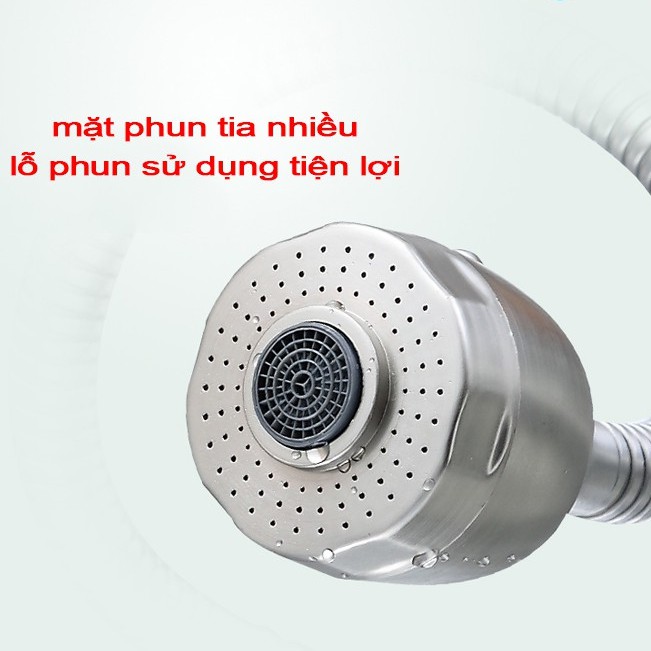 Vòi rửa chén nóng lạnh inox 304 bề mặt màu inox mờ cần lò xo dẻo uốn mềm 2 chế độ