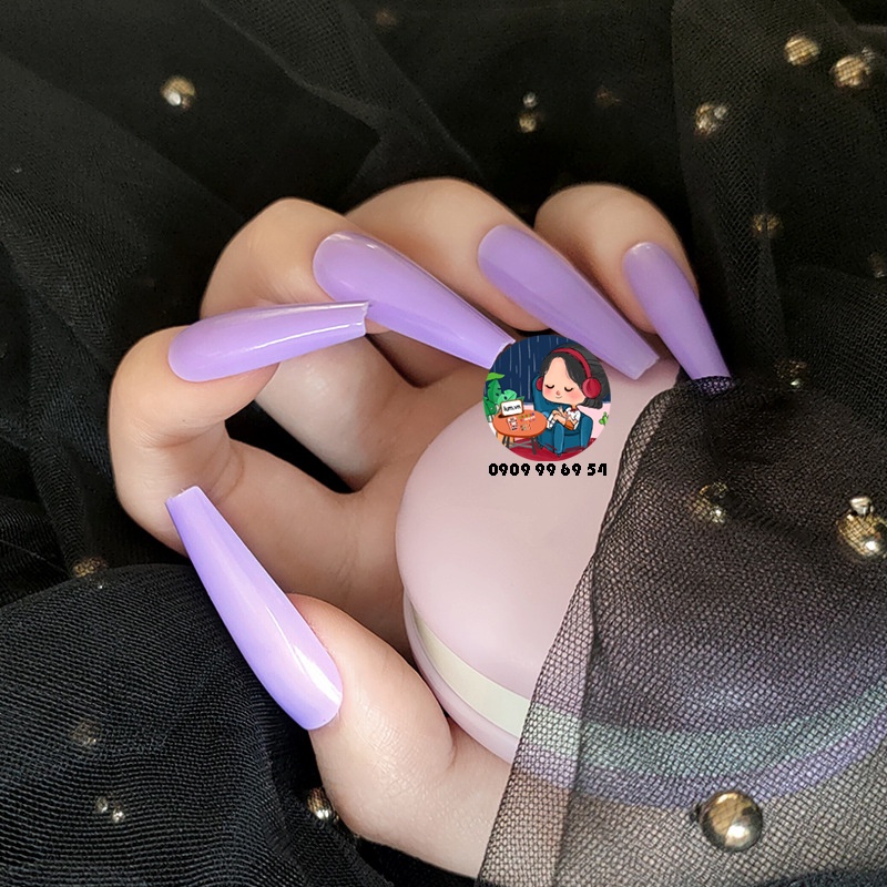 [ 1169 - 23 TÍM SEN ] MÓNG CỨNG - SƠN BÓNG - Phom Thang Dài Xtra [Tặng Miếng Dán Và Dụng Cụ] Lẻ