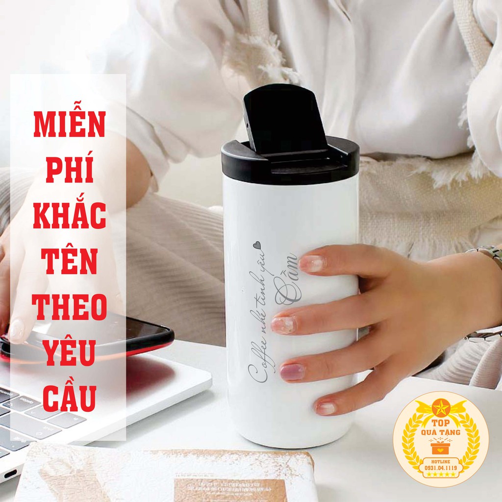 Cốc giữ nhiệt Coffee FREE KHẮC TÊN | Ly cafe giữ nhiệt 400ml 3 lớp inox 304 làm Quà tặng sinh nhật cho bạn gái bạn trai | BigBuy360 - bigbuy360.vn