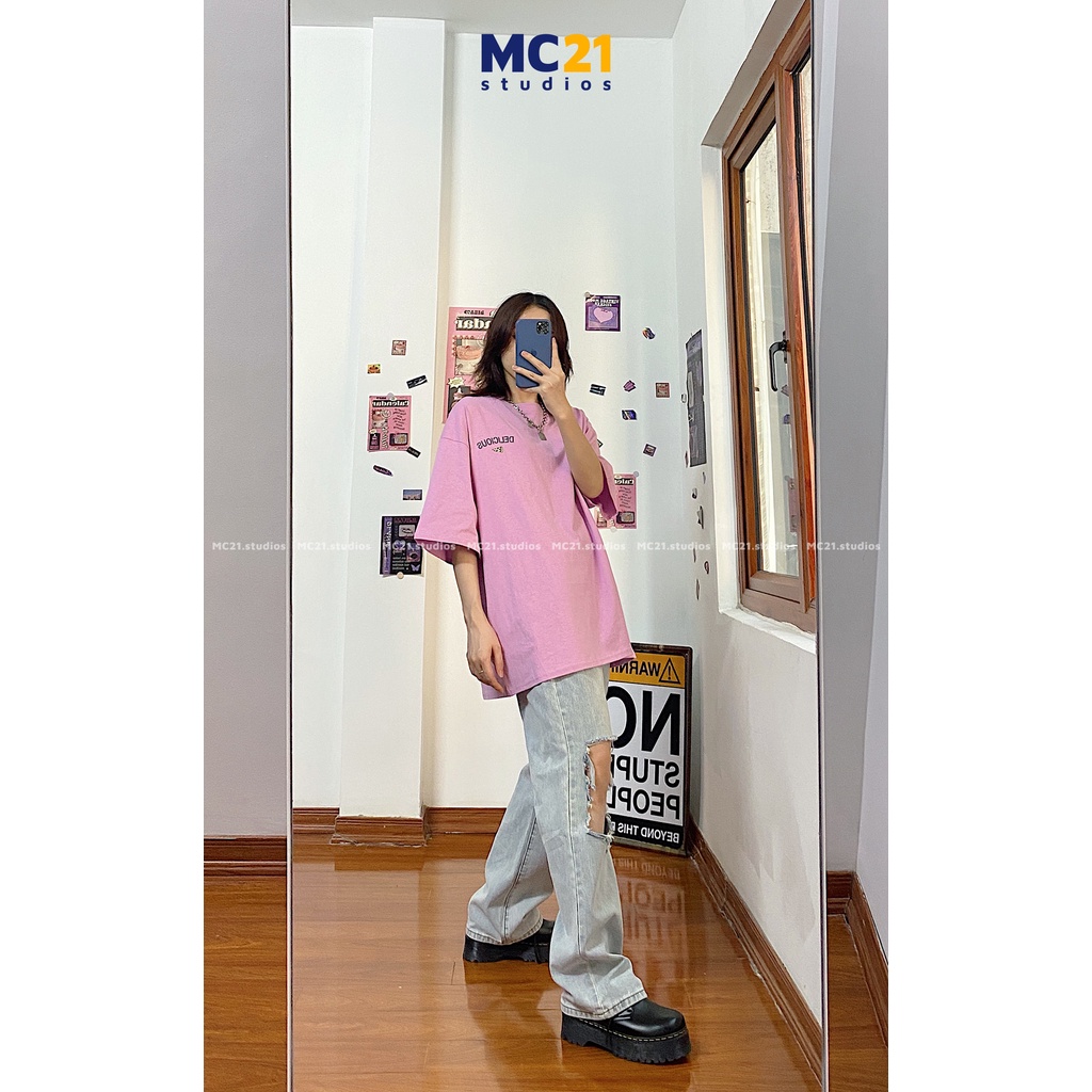 Quần jeans suông rách cutout MINIONCLOTHING lưng cạp cao Unisex nam nữ pants bigsize Ulzzang Streetwear Hàn Quốc Q607