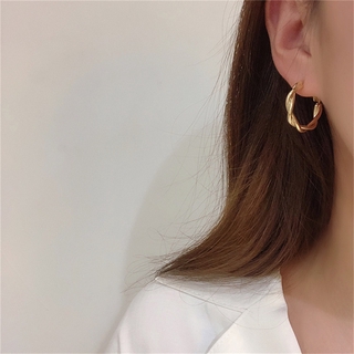 Fashion Metallic Geometric Circle Wreath Earrings Ring For Women Gifts Vintage Jewelry Accessories