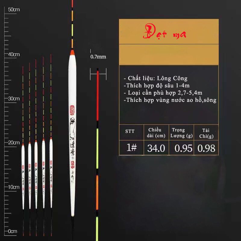 Phao câu đài Lông Công cao cấp - Phao câu cá cao cấp - Phụ kiện câu cá