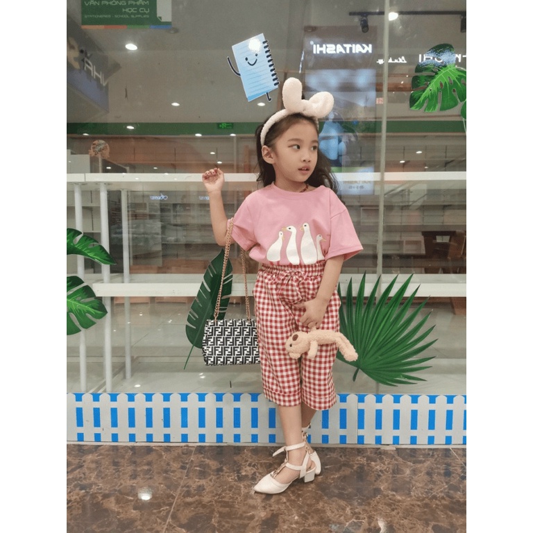 SET ĐỒ BỘ CHO BÉ QUẦN KẺ KARO SIÊU XINH ( Độ tuổi từ 5-14 tuổi )  - ĐĂNG QUANG FASHION