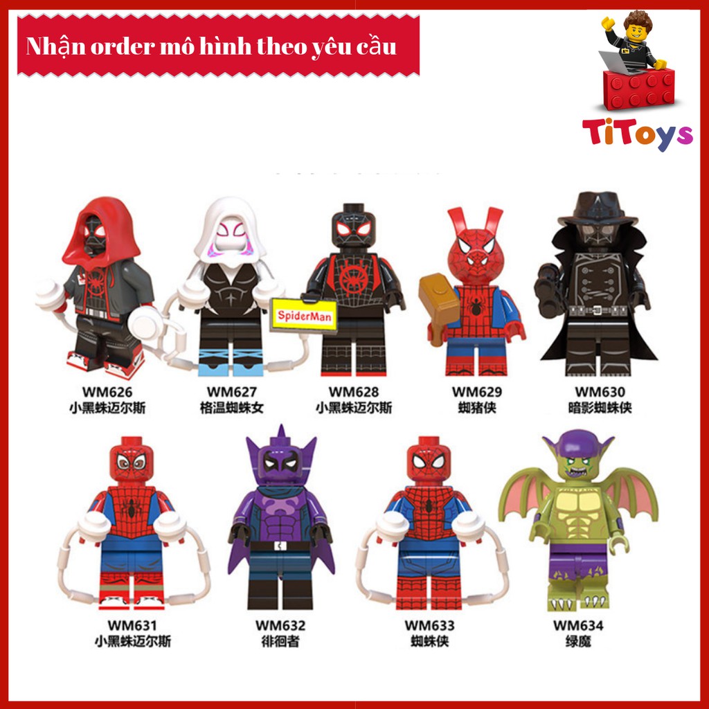 Minifigures Các Nhân Vật Spider Man - Đồ chơi Lắp ghép Xếp hình Non Lego WM6052