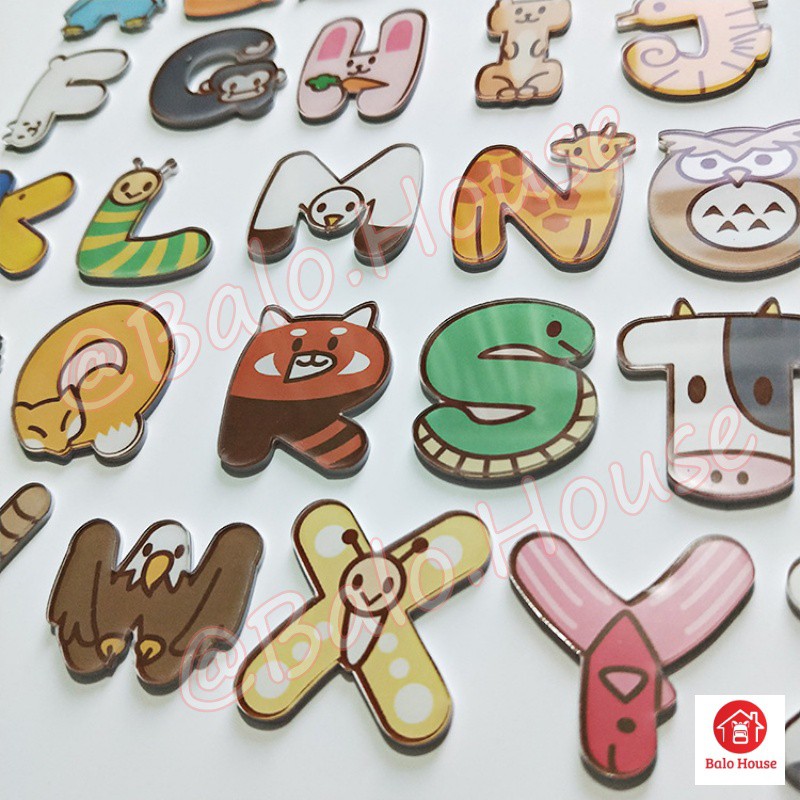 Ghim cài balo túi áo nhiều mẫu xinh xắn Sticker Alphabet - BALO HOUSE