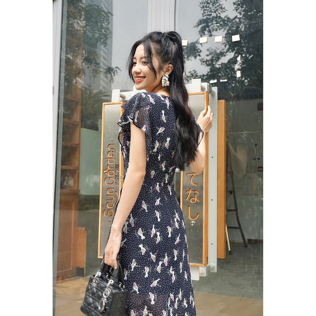 Đầm ôm vạt chồng tay xòe 20 AGAIN DOW1068 | BigBuy360 - bigbuy360.vn