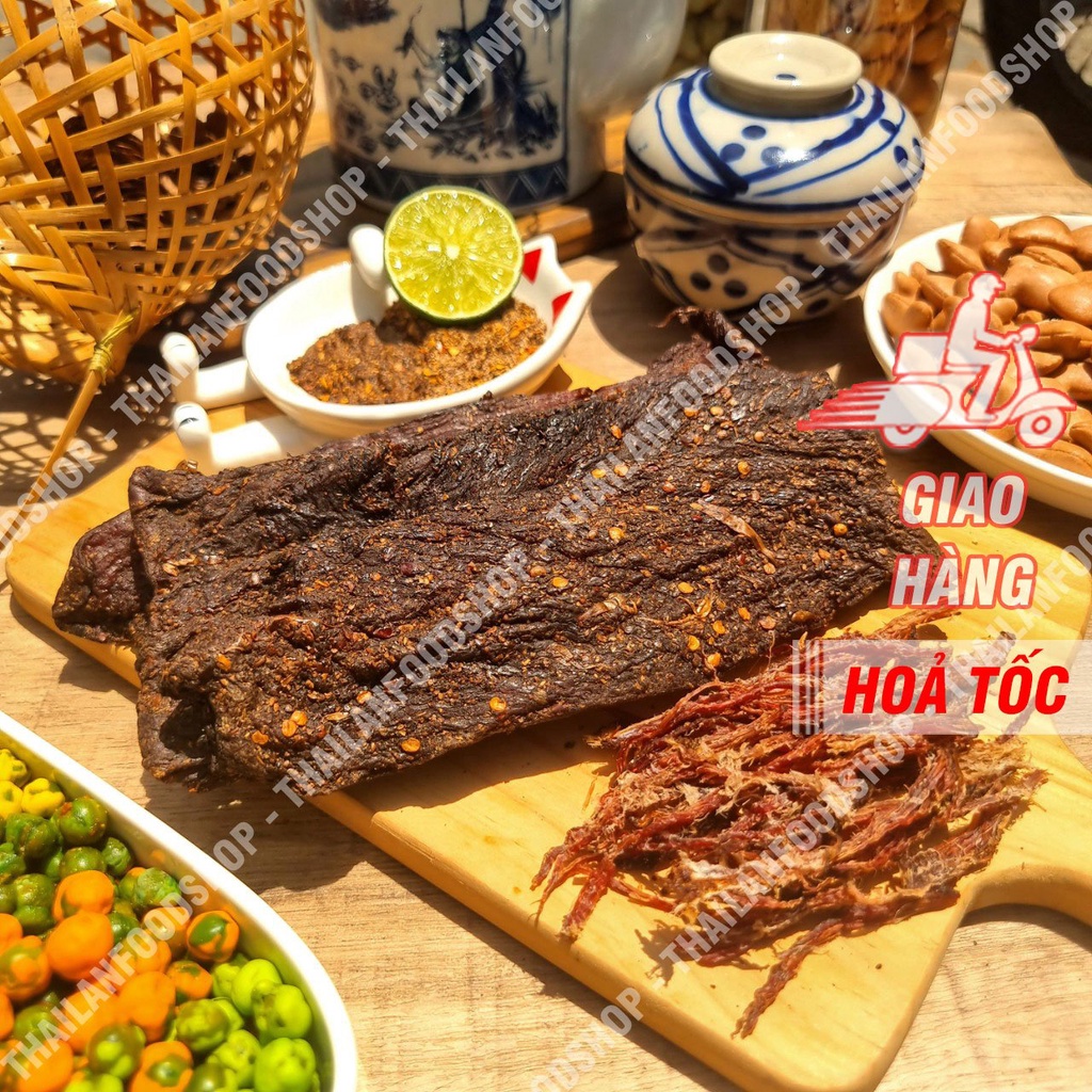 Thịt Khô Trâu Gác Bếp Vị Tây Bắc ( Tặng Kèm Chẩm Chéo ) Chuẩn Vị - Túi HCK 500 Gram