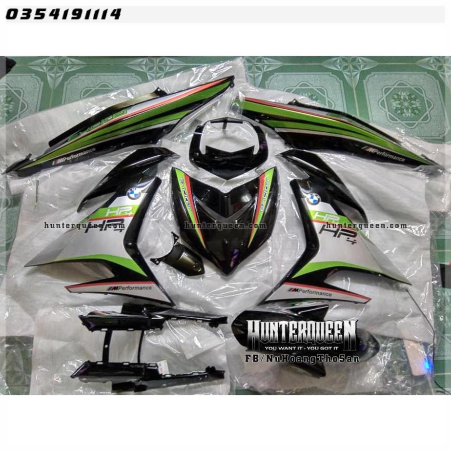 Tem Exciter 150. Tem HP4 phối xanh lá-cam-bạc, xe đen. Thay đổi màu sắc và chi tiết theo yêu cầu. Sắ