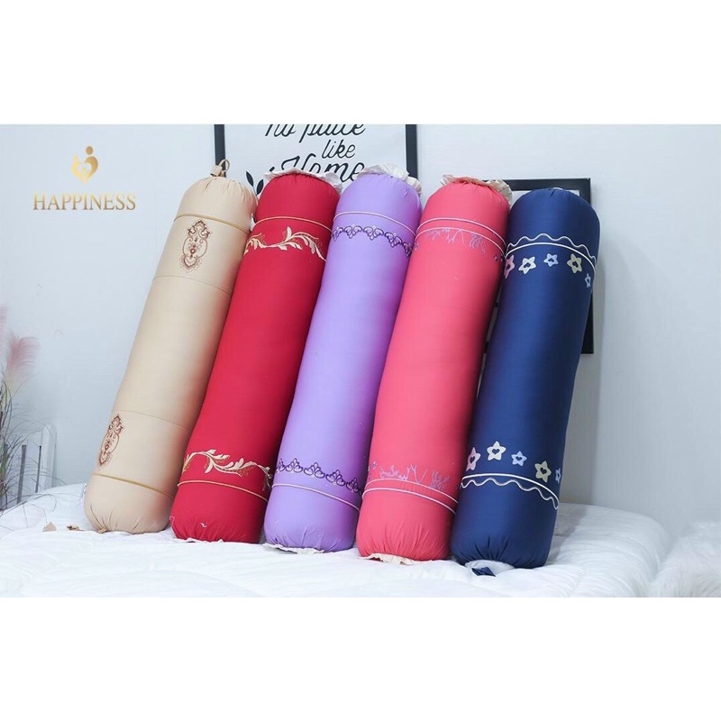 Vỏ gối ôm 70x100 Cotton thêu Happiness