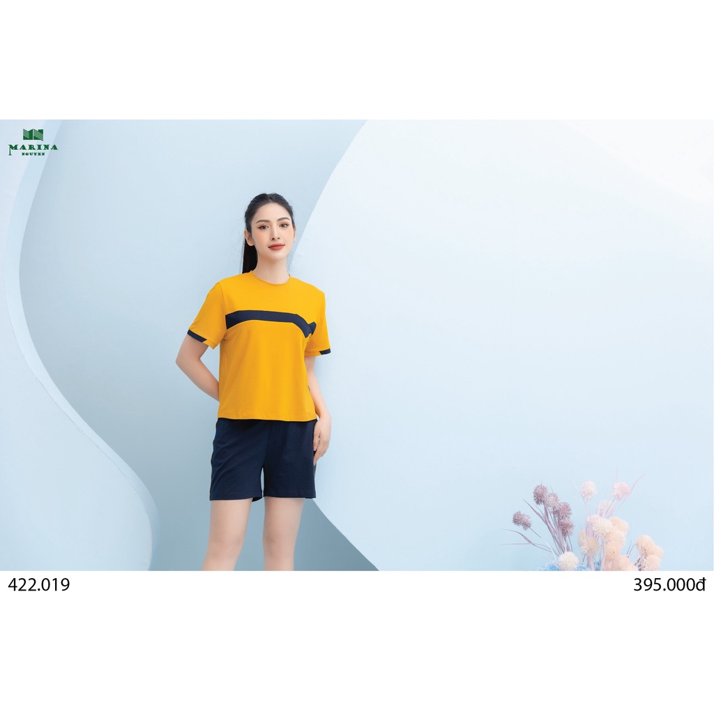 Đồ Bộ Nữ Mặc Nhà MARINA NGUYỄN, Thiết Kế Cổ Tròn, Tay Ngắn Độc Đáo, Vải Cotton Mềm Mịn, Thoáng Mát 322019