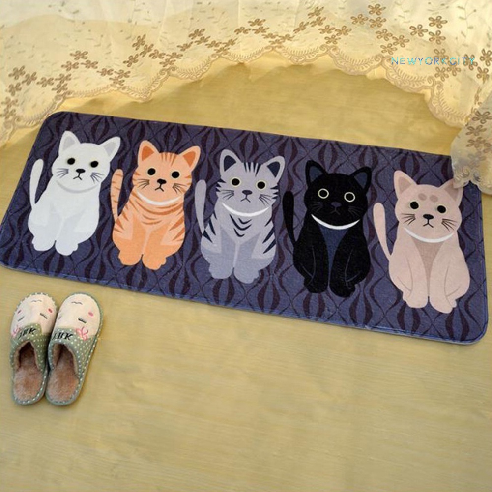 Thảm lót cửa chùi chân Chống Trượt In Họa Tiết Mèo Dễ Thương