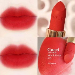 Son Gucci  màu 25 Rouge A Levres mat màu Goldie Red