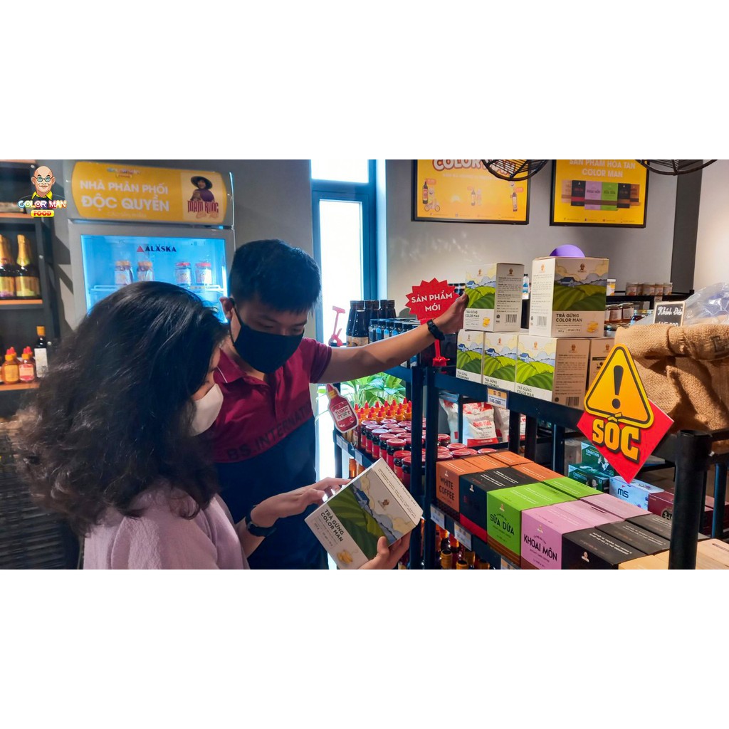 Trà Gừng Color Man set 20 gói thành phần gồm đường mật hoa dừa tự nhiên rất giàu chất chống oxy hóa | BigBuy360 - bigbuy360.vn