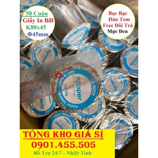 Giấy in hóa đơn k80 - ø45 mực màu đen cho máy tính tiền, máy in bill