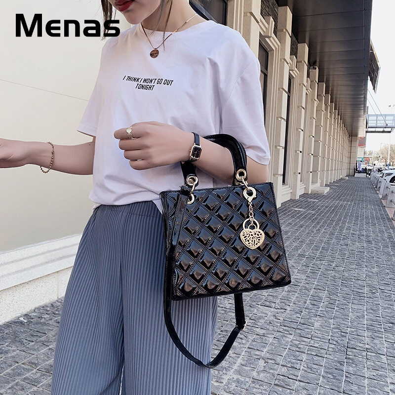 Menas Túi Đeo Vai / Đeo Chéo Bằng Da PU Màu Trơn Sức Chứa Lớn Thời Trang Dễ Phối Đồ