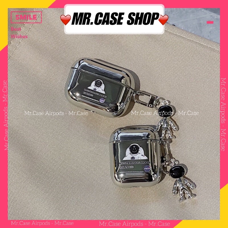 Case Airpods 1/2 /Pro Vỏ Ốp Tai Nghe Hình Phi Hành Gia Tráng Gương Kèm Móc khoá - Mr.Case AirPods