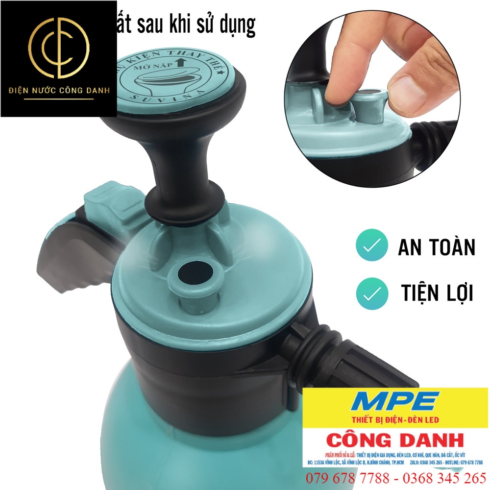 Bình Xịt Nước Tưới Cây 2 Lít Chính Hãng SUVINA - Màu Xanh Ngọc, Cam, Xanh Đậm, VÀNG