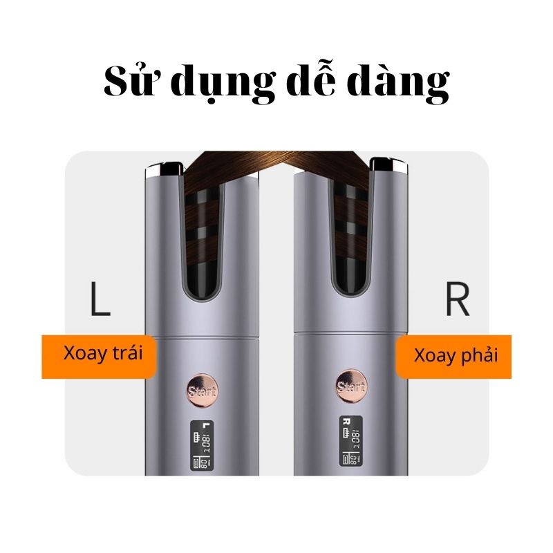 Máy uốn tóc xoăn tự động không dây pin 4000 Mah đường kính uốn 28mm - AKIO Mart