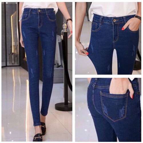 Quần jean nữ 💖FREESHIP💖 Quần bò nữ lưng cao dáng ôm co giãn chuẩn form