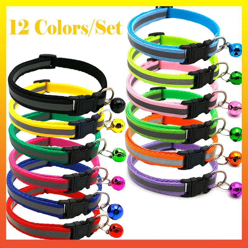 Vòng Cổ Nylon + Chuông Cho Thú Cưng - Bộ 12 CáI