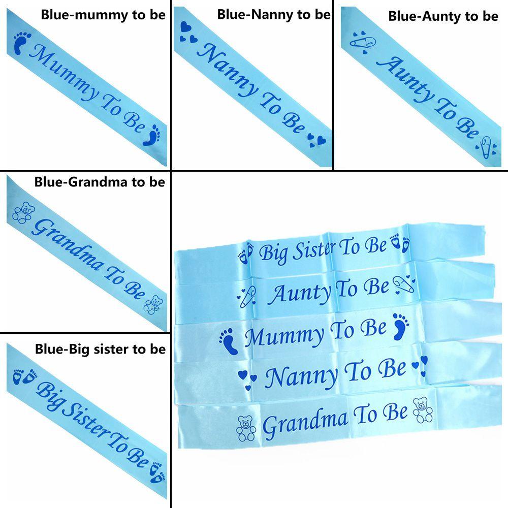 MUVAKO Bé Trai Cô Gái Thời Trang Hoa Hồng|Dây Đeo Chéo Màu Hồng Xanh Dương Chữ Grandma To Be Mommy To Be Baby Bath