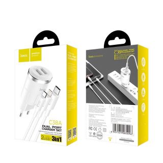 Combo củ sạc 12w cổng kèm cáp 3 in 1 chính hãng