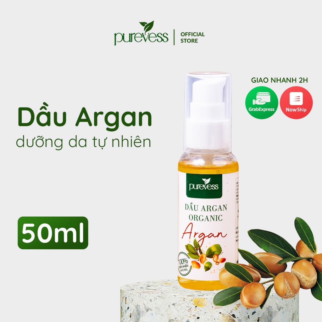 Dầu Argan giúp giảm da khô chống lão hóa giảm nếp nhăn và làm mềm min da PUREVESS 50ml