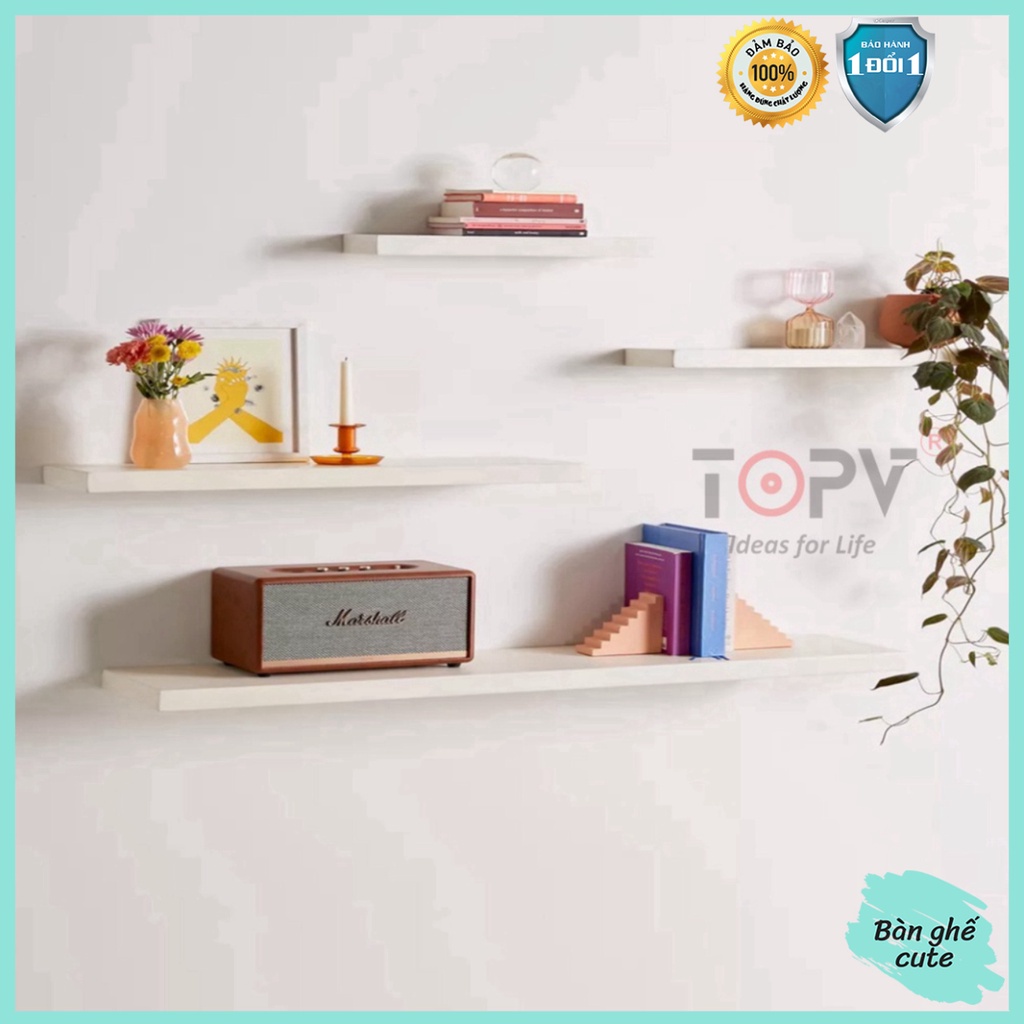 Kệ gỗ treo tường decor TopV giá trang trí thanh gỗ ngang gắn tường mini phòng khách phòng ngủ để cây cảnh Bàn ghế cute