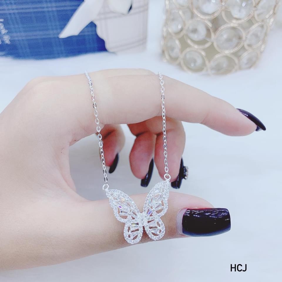 Dây chuyền nữ bạc thật hình bướm nạm đá sáng đẹp - Kho sỉ bạc Nhất Linh