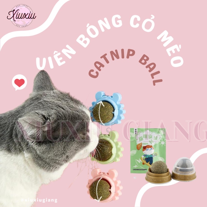 Viên Bóng Cỏ Mèo Catnip Ball Đồ Chơi Dán Tường Giúp Mèo Giải Trí - Xiuxiu Giang