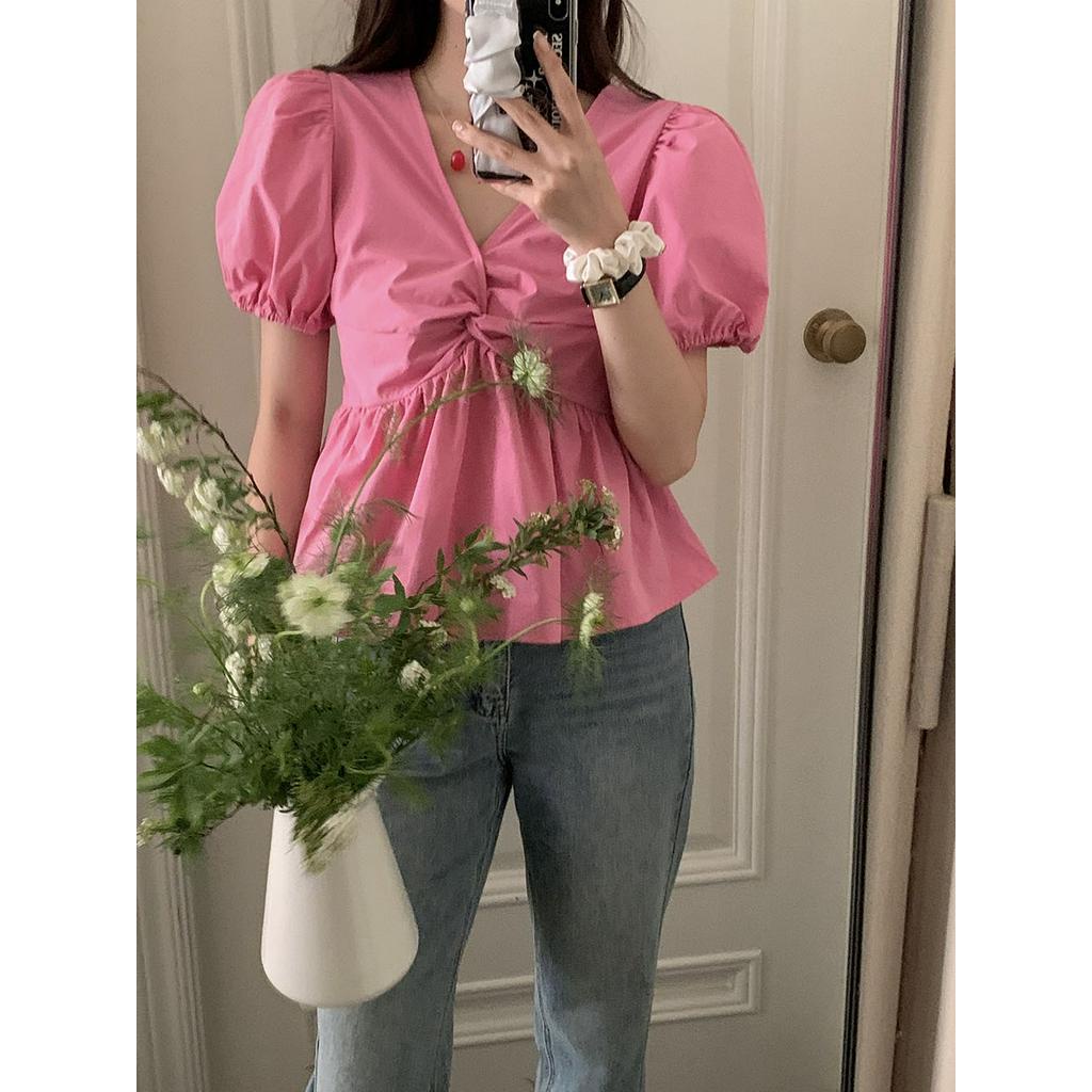 Áo Sơ Mi Cổ V Ngắn Tay Thời Trang Sành Điệu 62227