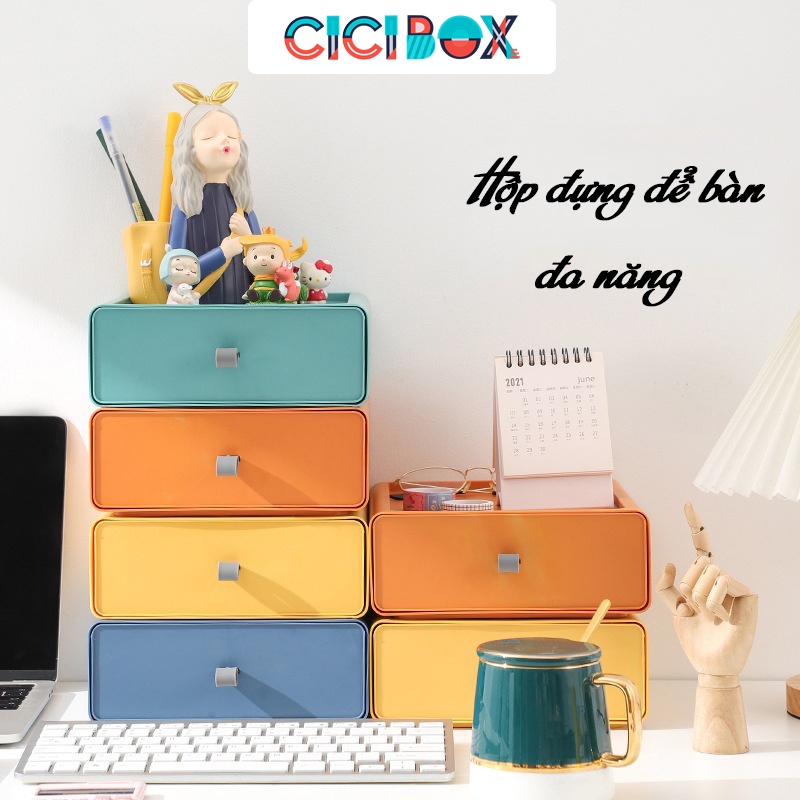 Hộp đựng đồ để bàn CICIBOX màu Morandi ,giá ngăn kéo nhiều tầng, kết hợp mới kệ đựng mỹ phẩm phiên bản Hàn Quốc