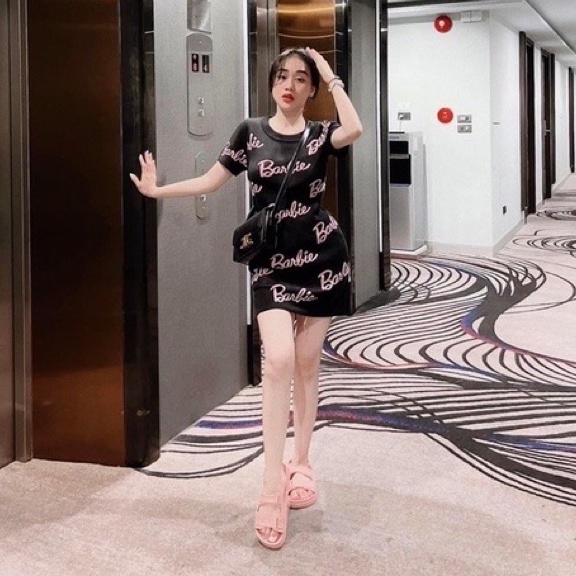 Váy body len ôm in nhiều chữ babi, Đầm len tôn dáng sexxy VL8984 - NhiNhi Shop