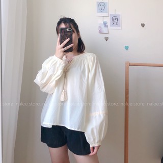 Áo boho cổ nơ tay bồng