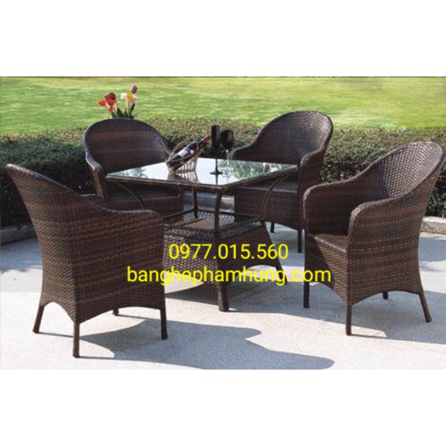 Bộ bàn ghế mây nhựa ngoài trời giá rẻ
