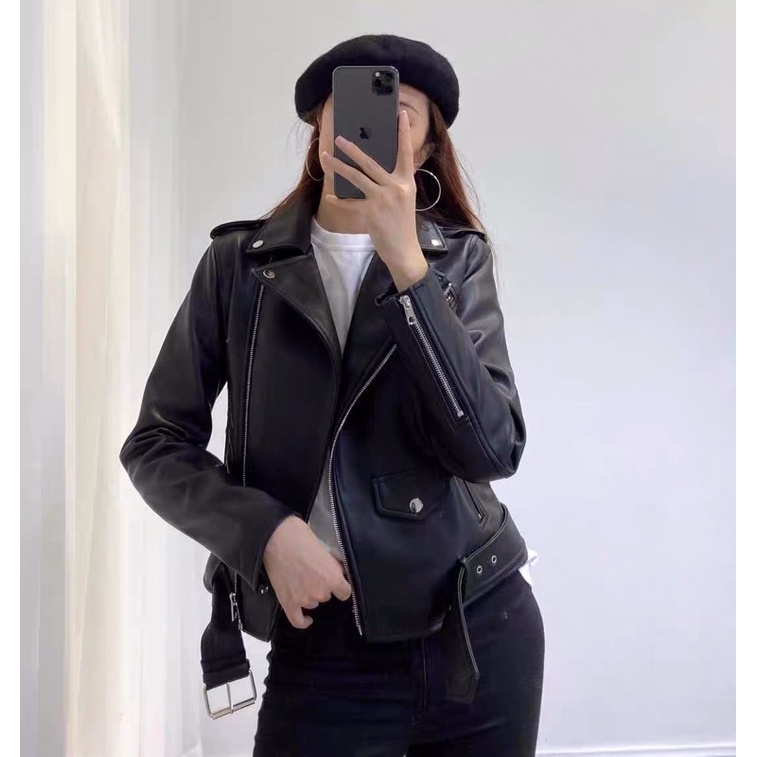 Áo khoác da nữ hàng xuất chuẩn tag