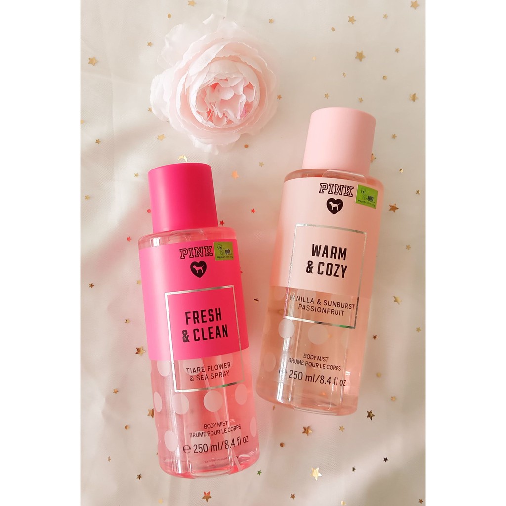 Xịt Thơm Toàn Thân Victoria’s Secret Pink  Warm & Cozy - Fresh & Clean Body Mist - 250ml