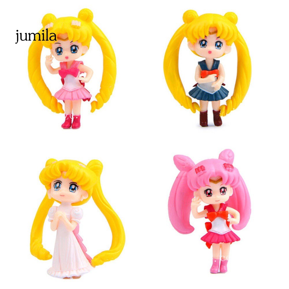 Set 4 mô hình thủy thủ mặt trăng trang trí bàn làm việc hoặc trang trí bánh kem