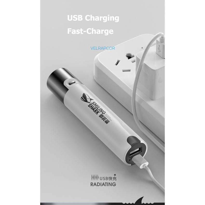Đèn pin LED mini SMILING SHARK SD1006 ánh sáng mạnh sạc USB tiện lợi khi du lịch ngoài trời