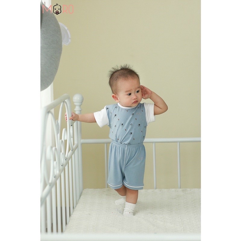 MORO chính hãng- Bộ ngắn tay cài vai, vải sợi tre Bamboo MRB019