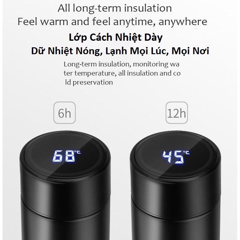 Bình Giữ Nhiệt, Bình Giữ Nhiệt Có Báo Nhiệt Độ Hiện Đại - Đựng Nước Cháo Sữa giữ nhiệt Hơn 10 tiếng