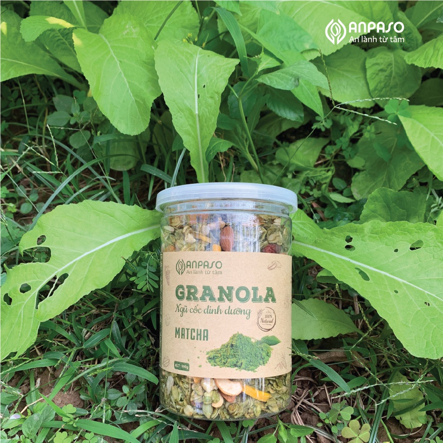 Granola Vị Matcha Siêu Hạt Anpaso Ăn Kiêng, Giảm Cân, Eat Clean bổ sung dinh dưỡng, giữ vóc dáng, tốt cho tim mạch 300g