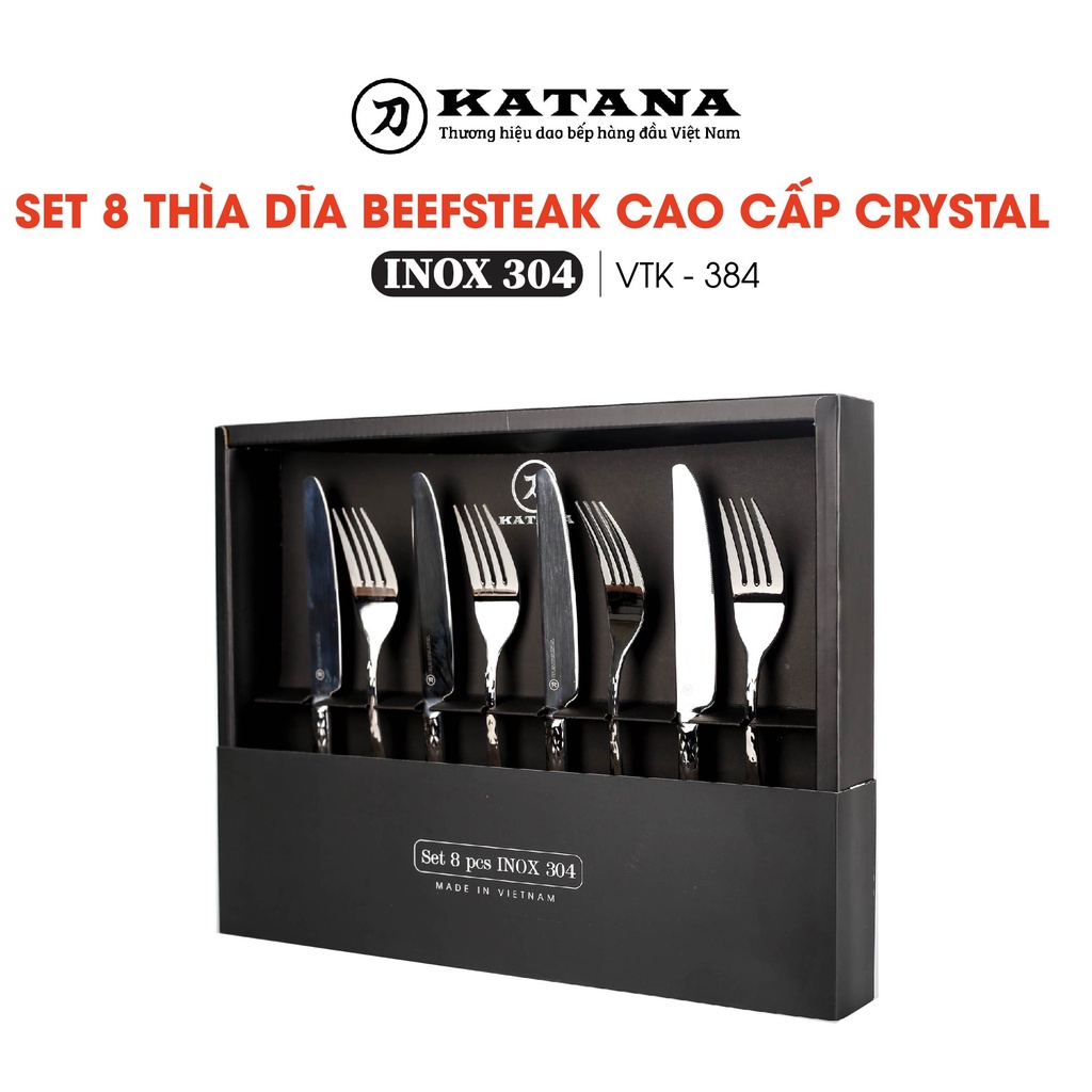 Bộ dao và dĩa beefsteak inox pha lê KATANA Crystal VTK384 8 món