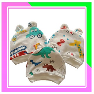 Set 2 Mũ Sơ Sinh cho bé trai/ gái Cotton Có Tai Loại Chụp Đầu Dày Dặn An Toàn Cho Bé Thỏ ngổ ngáo Official