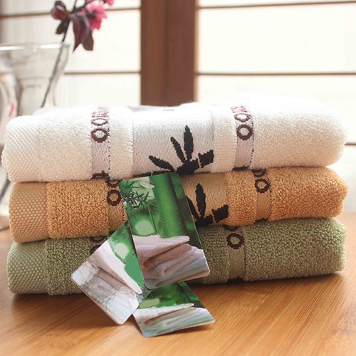 Khăn lau mặt vải cotton siêu mềm hoạ tiết lá tre