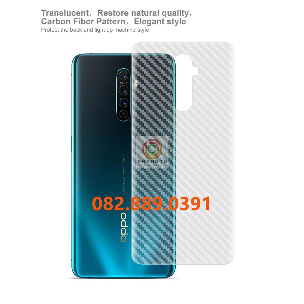 Miếng dán mặt lưng skin carbon Oppo Reno 3/ Reno 3 Pro