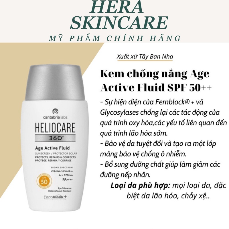 Kem chống nắng chống lão hoá Heliocare 360 Age Active Fluid