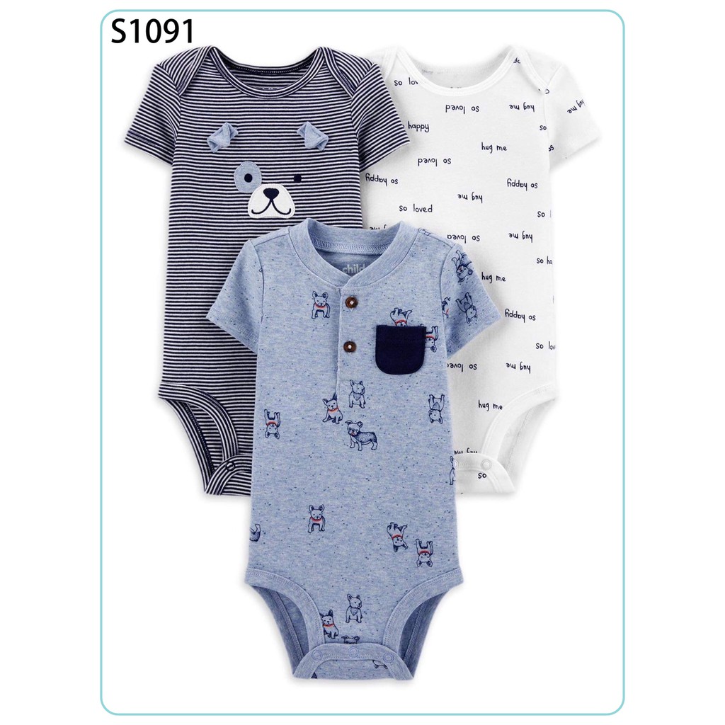 Set 4 Cái Bodysuit Cho Bé Gái - Bé Trai - Sơ Sinh Màu Ngẫu Nhiên Chất Liệu Cotton 100% Từ 0-24 Tháng S1091