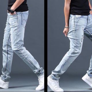 Quần bò nam cao cấp màu xanh bạc rách thời trang