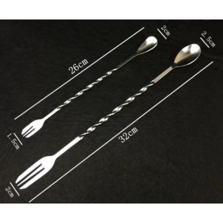Thìa, muỗng khuấy Barspoon 2 đầu inox dùng pha chế cafe, trà sữa